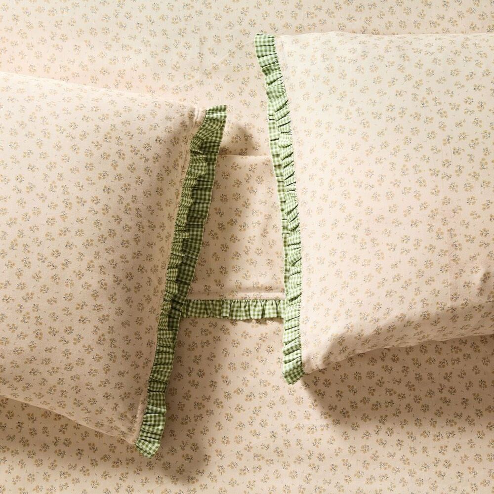 GreenRow Helena 100% Cotton Standard Yellow Pillowcases S/2